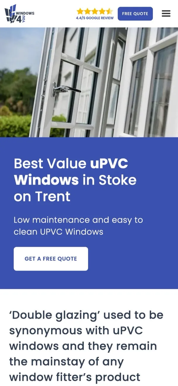 Stara strona produktu uPVC na telefonie